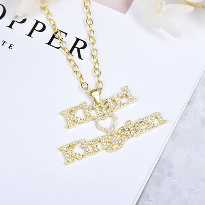 Two Names with Love Heart Gold Plated Personalized Name Necklace-silviax