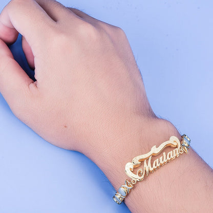 Double Layer Personalized Custom Gold Plated Name Bracelet