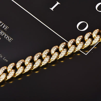 Iced 8mm Cuban Link Chain Gold Plated Bracelet-silviax