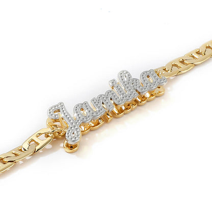 Double Layer Two Tone Personalized Custom Gold Plated Name Bracelet-silviax