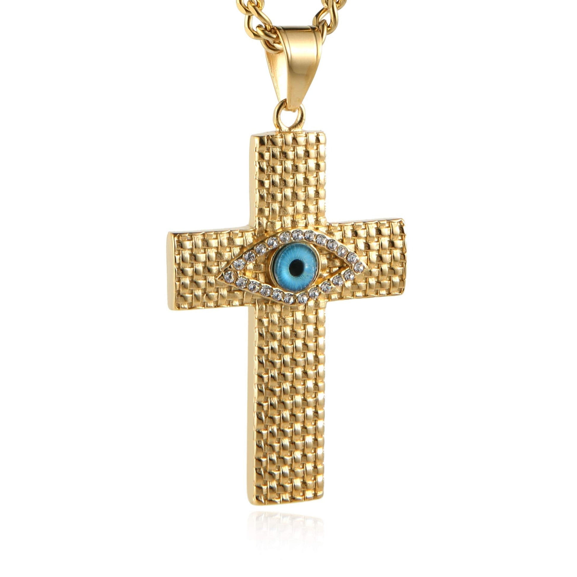 Death Eye Cross Pendant Gold Plated Necklace-silviax