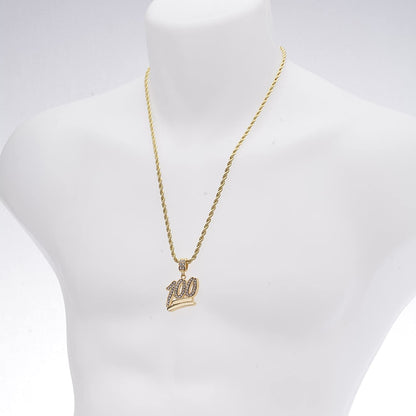 Hip Hop Style Bling Mini Emoji 100 Pendant Gold Plated Necklace