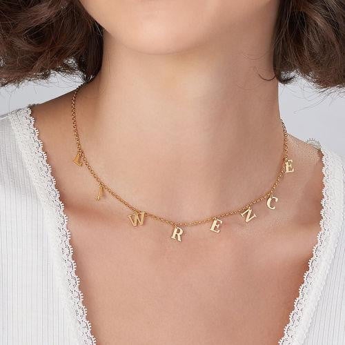 Custom Gold Plating Choker Initial Necklace-silviax