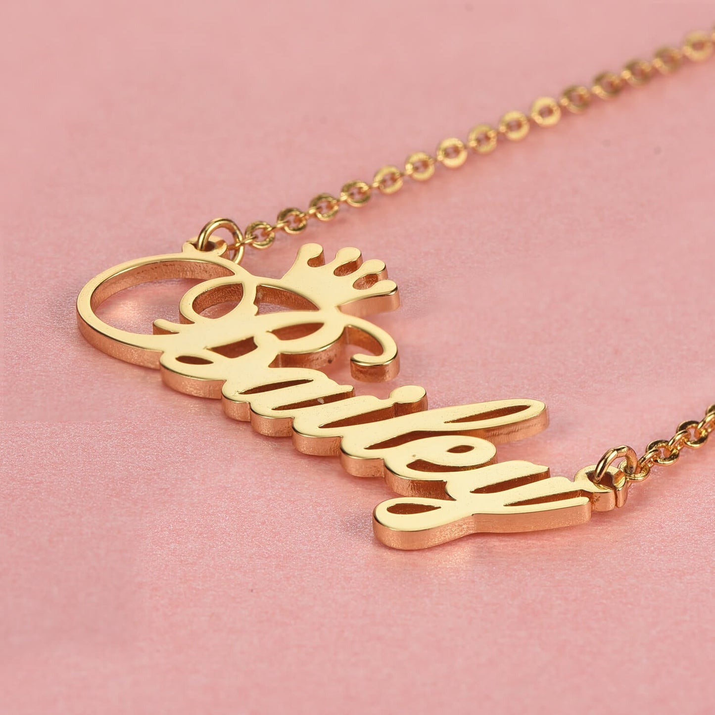 Crown Engraved Personalized Custom Gold Plated Name Necklace-silviax