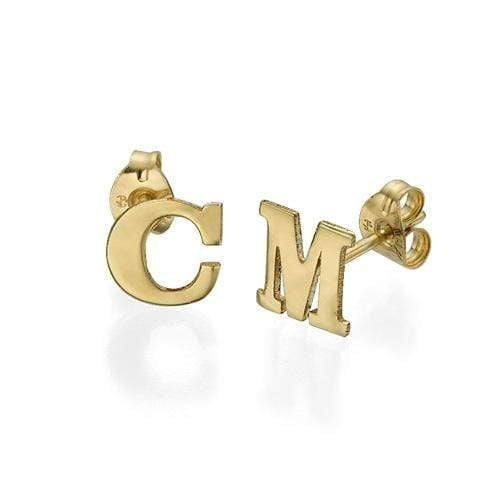 Initial Cusrom Stud Earrings Gold Plated-silviax