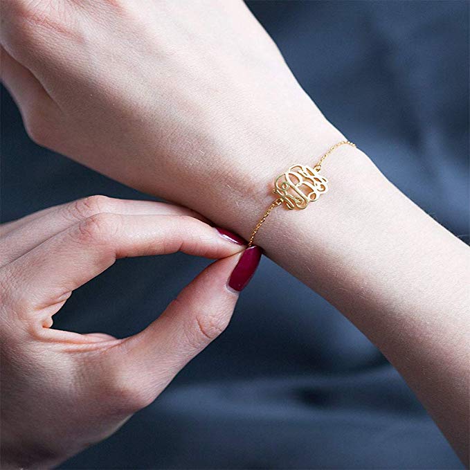 Gold Plated Monogram Bracelet Gift-silviax