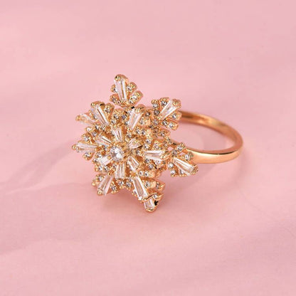 Snowflake Rotating Ring Gold Plated Ring For Love-silviax