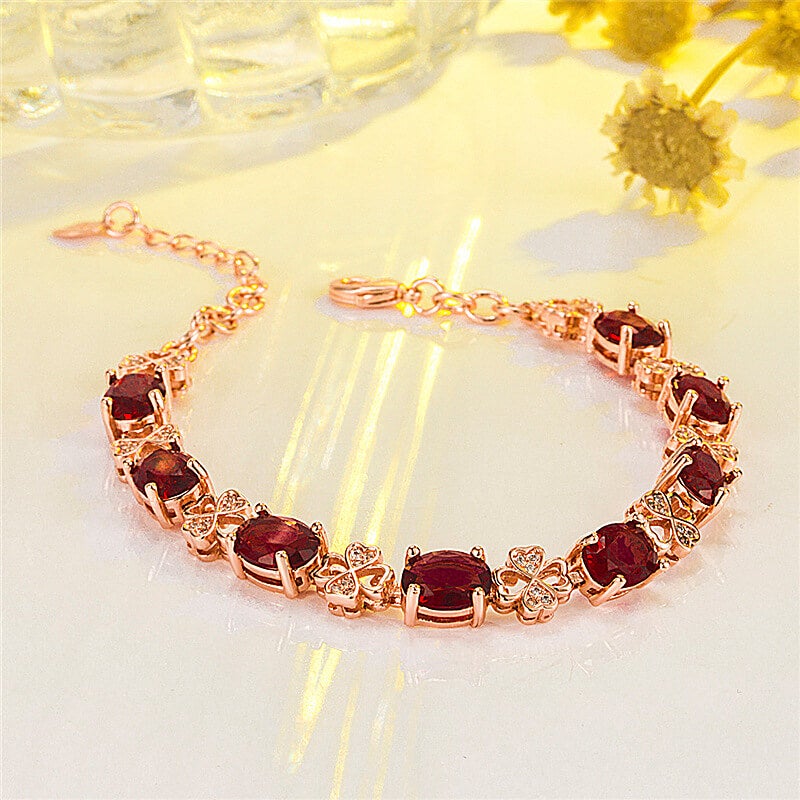 Four Leaf Clover Amethyst Rose Gold Bracelet