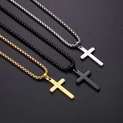 Double Layer Rope Chain Cross Pendant Necklace for Men Women-silviax