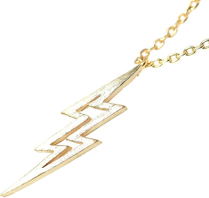 Hollow Lightning Bolt Pendant Gold Plated Necklace