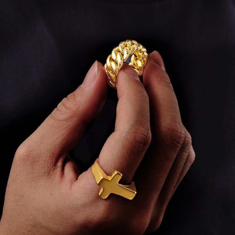 10mm Cuban Gold Plated Ring-silviax