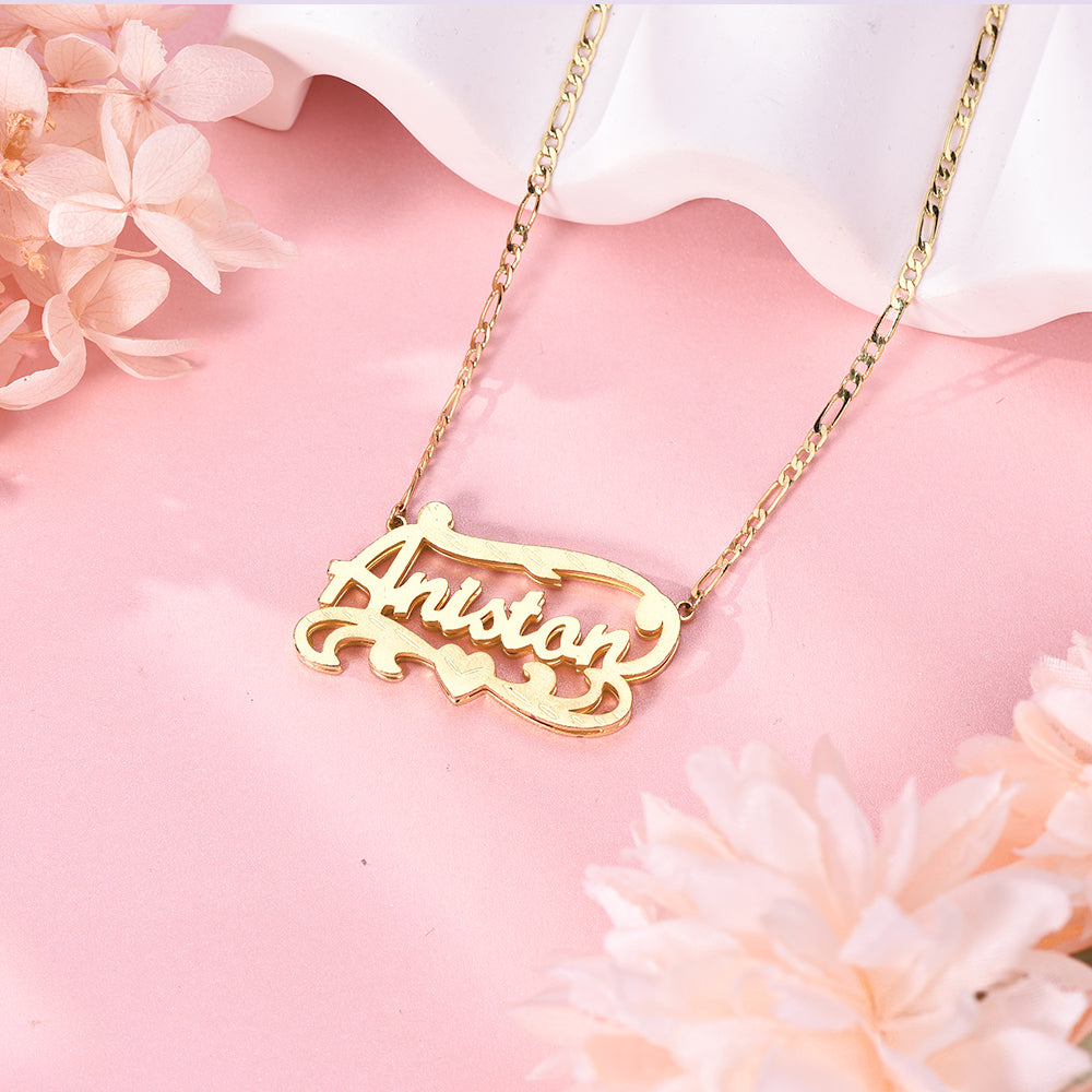 3D Double Plated Gold Plated Personalized Name Necklace-silviax