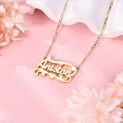 3D Double Plated Gold Plated Personalized Name Necklace-silviax