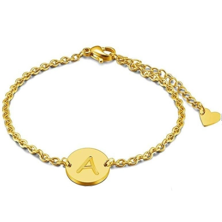 Gold Plated Personalized Engraved Initial Anklet-silviax