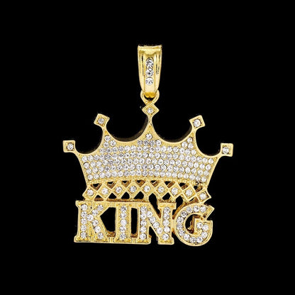 King Crown Pendant Neckalce Hip Hop Style Gold Plated Tennis Chain