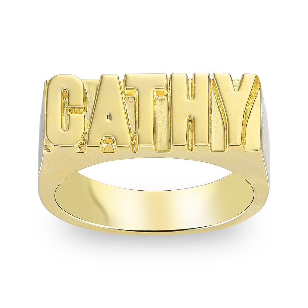 Gold Plated Custom Capital Letters Name Ring-silviax