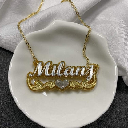 Acrylic Double Layer Two Tone Personalized Custom Name Necklace