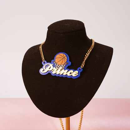 Basketball Necklace Personalized Acrylic Name Necklace for Children-silviax