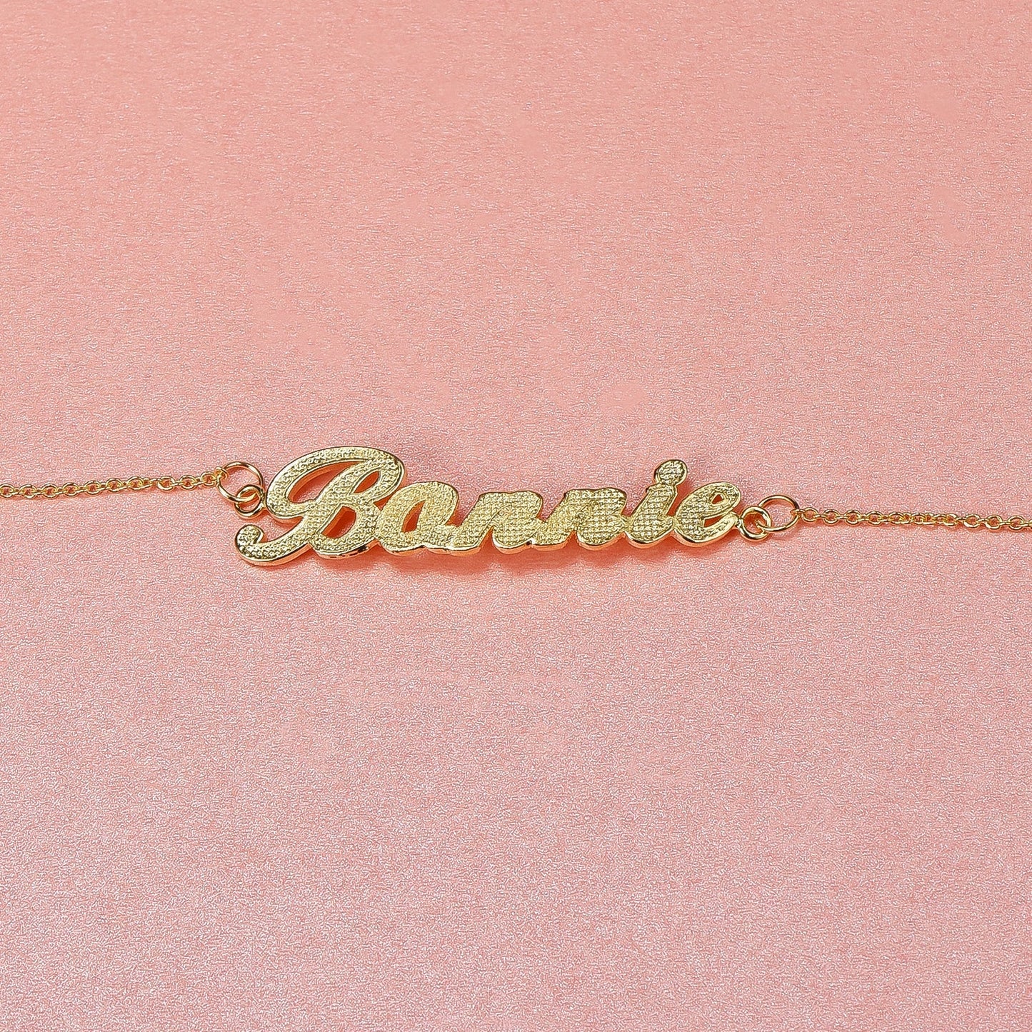 Gold Plated Personalized Diamond cut Name Bracelet-silviax