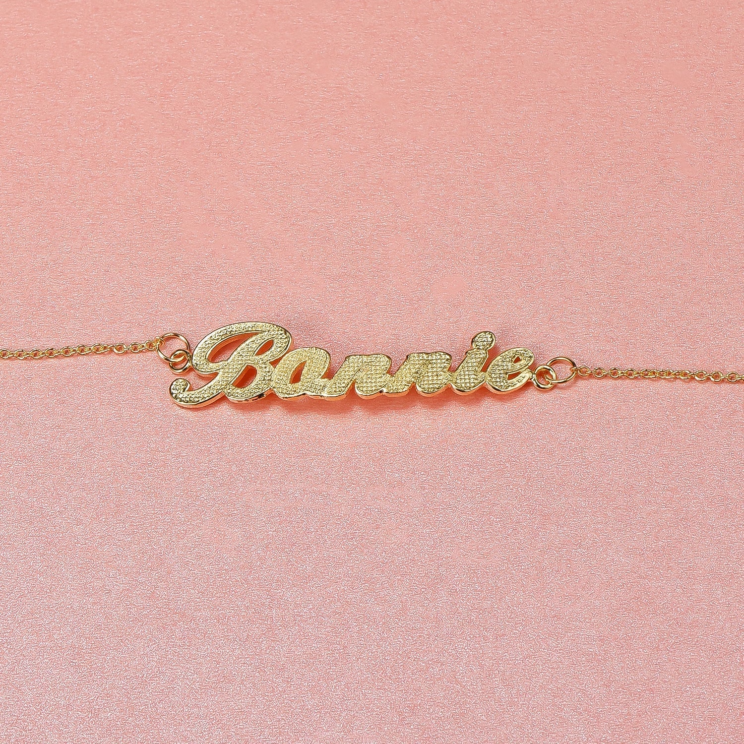 Gold Plated Personalized Diamond cut Name Bracelet-silviax