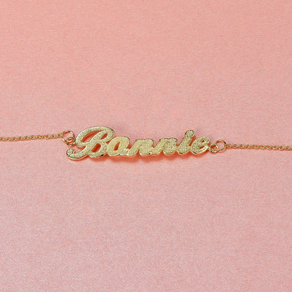 Gold Plated Personalized Diamond cut Name Bracelet-silviax