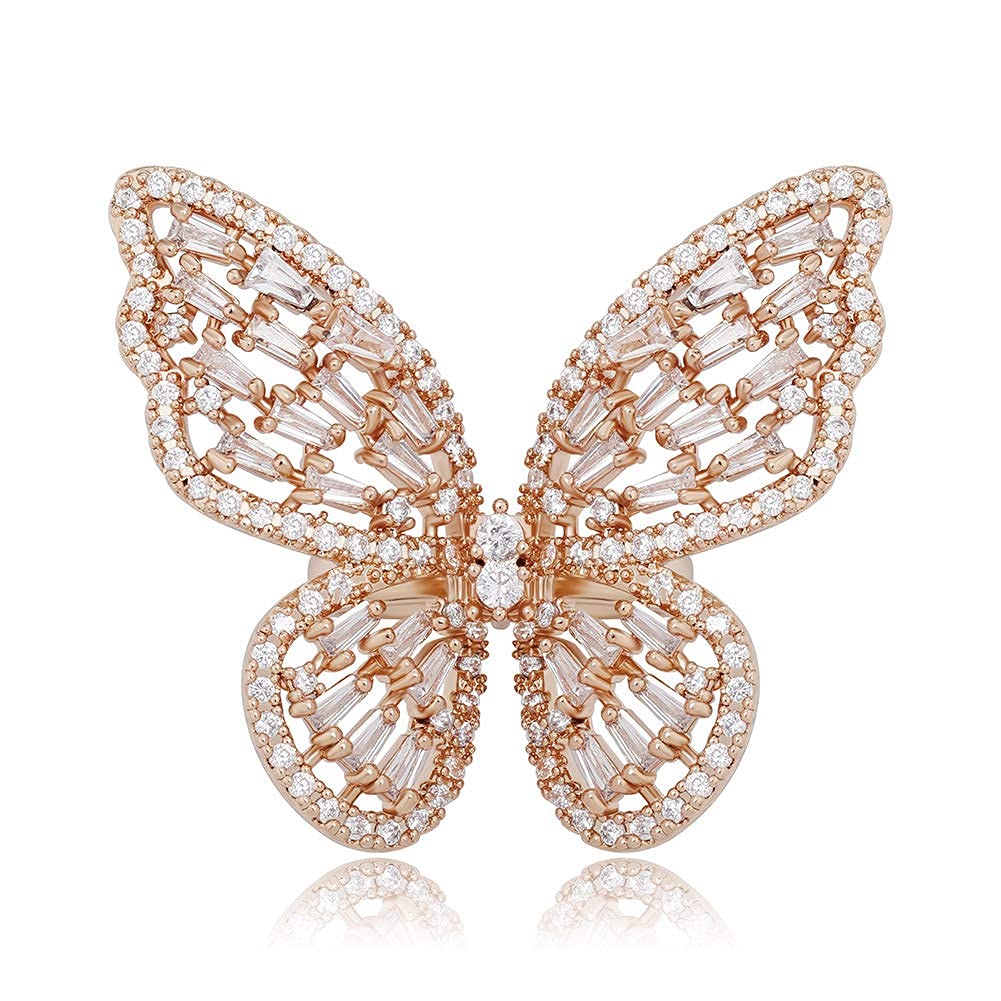 Sparkling Butterfly Cubic Zirconia Ring For Women-silviax