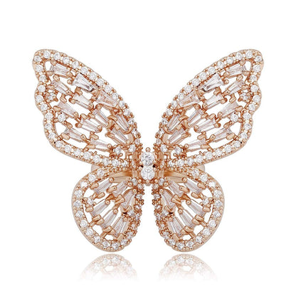 Sparkling Butterfly Cubic Zirconia Ring For Women-silviax