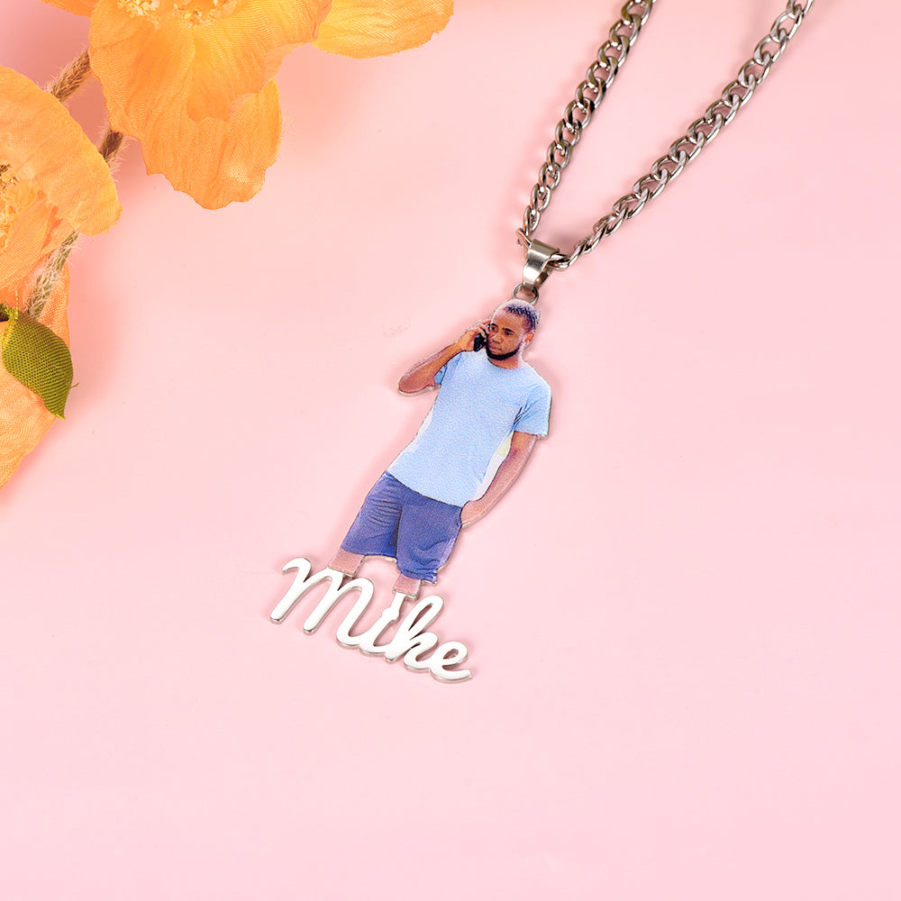 Photo Nameplate Pendant  Personalized Custom Name Necklace-silviax