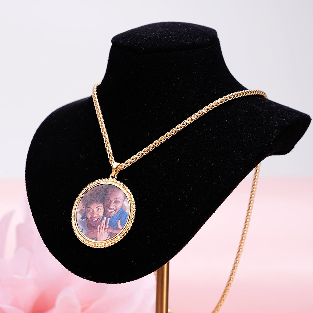 Photo Round Personalized Custom Hip Hop Necklace