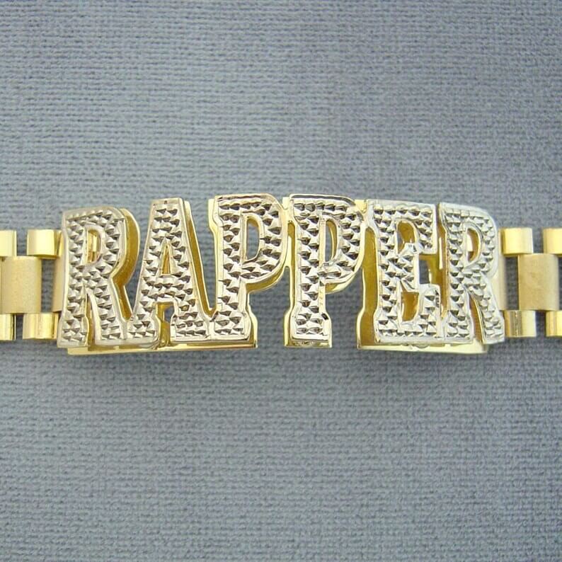 12mm Watch Band Chain Double Layer Personalized Custom Gold Plated Name Bracelet-silviax