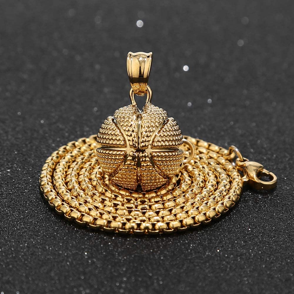 Basketball Pendant Sports Hip Hop Gold Plated  Necklace