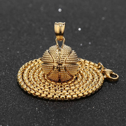 Basketball Pendant Sports Hip Hop Gold Plated  Necklace