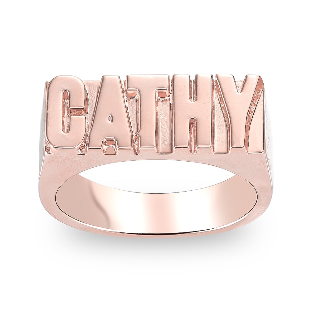 Gold Plated Custom Capital Letters Name Ring-silviax