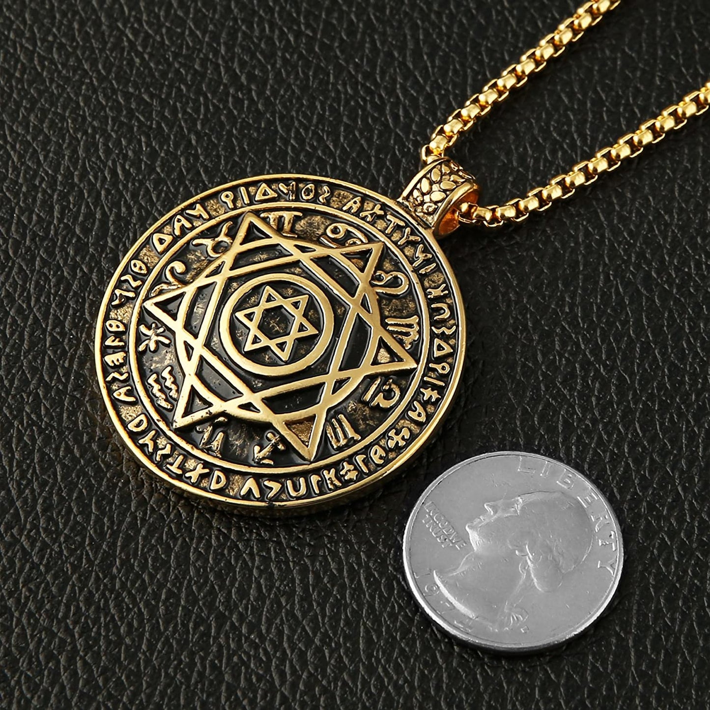 Talisman Seal Solomon Six-pointed Star 12 Constellation Pendant Necklace