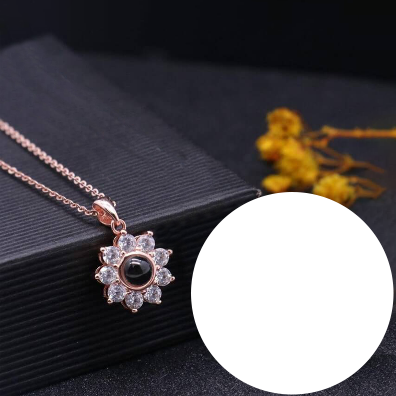 Personalized Flower Shaped Color Photo Projection Necklace-silviax