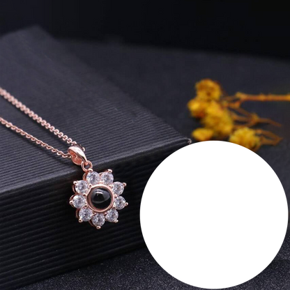 Personalized Flower Shaped Color Photo Projection Necklace-silviax