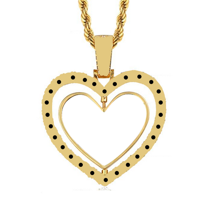 Gold Plated Heart Rotating Custom Double-Sided Photo Necklace-silviax