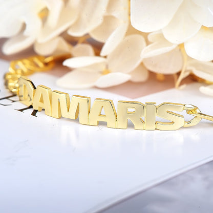 Capital Letter Personalized Gold Plated Name Bracelet-silviax