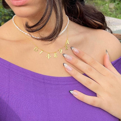 Custom Gold Plating Choker Initial Necklace-silviax