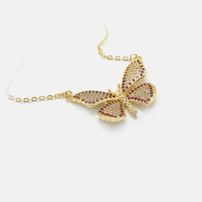 Gold-plated Zircon Butterfly Necklace