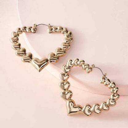 60mm Gold Plated Heart Hoop Earrings