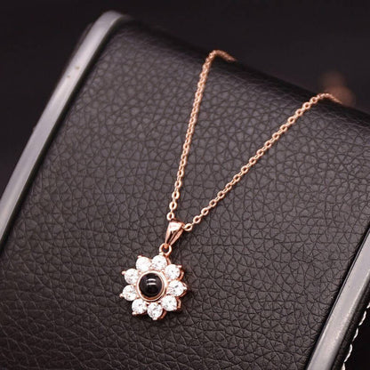 Personalized Flower Shaped Color Photo Projection Necklace-silviax