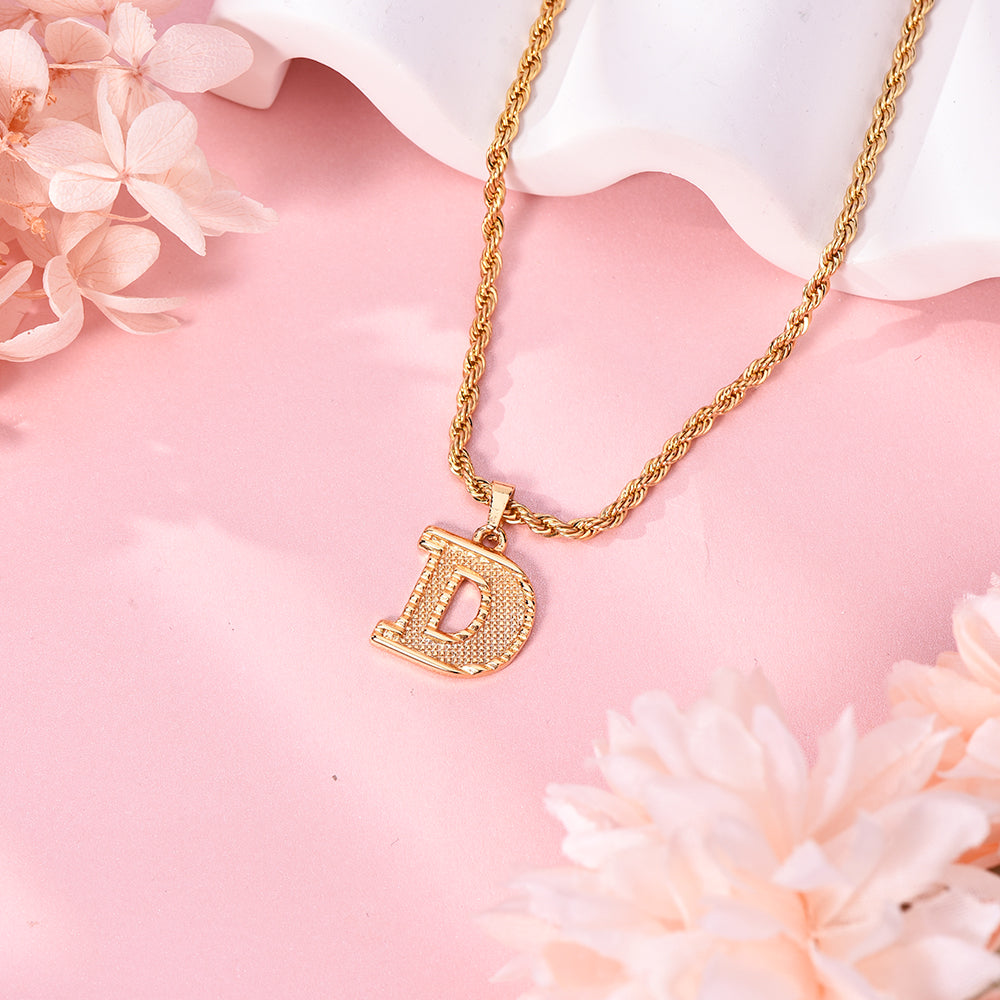 Personalized Custom Gold Plated Diamond Cut Capital Letter Pendant Intial Necklace-silviax