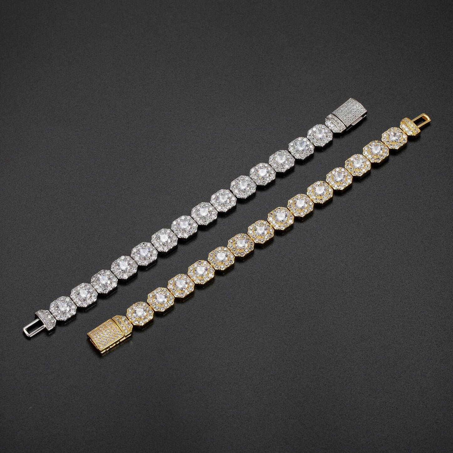 11mm Square Full Zircon Gold Plated Bracelet-silviax