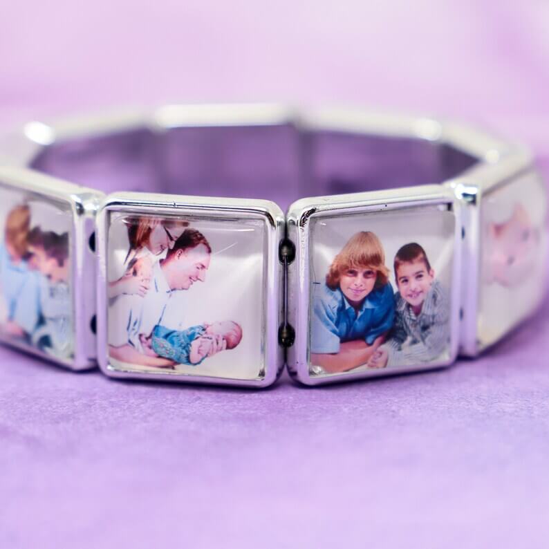 7 To 9 Photos Square White Gold Personalized Custom Photo Bracelet-silviax