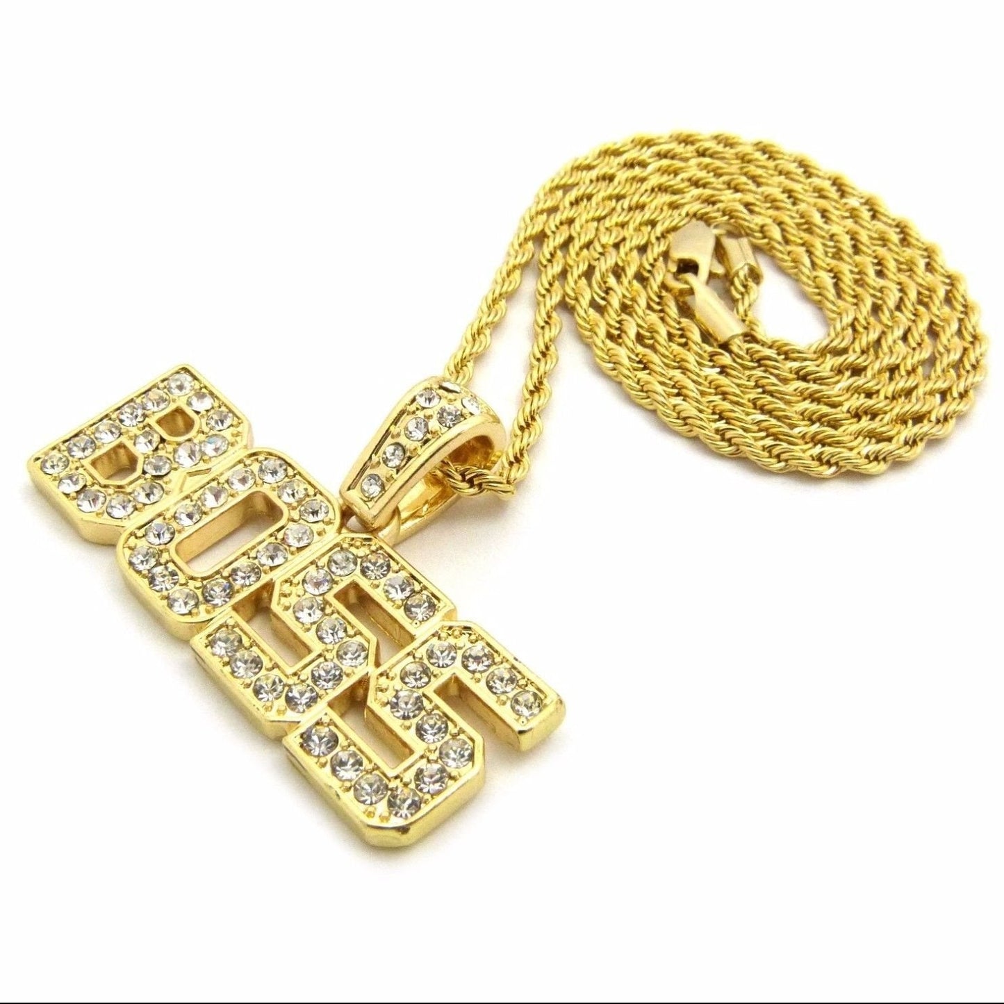 BOSS Pendant Hip Hop Gold Plated Necklace