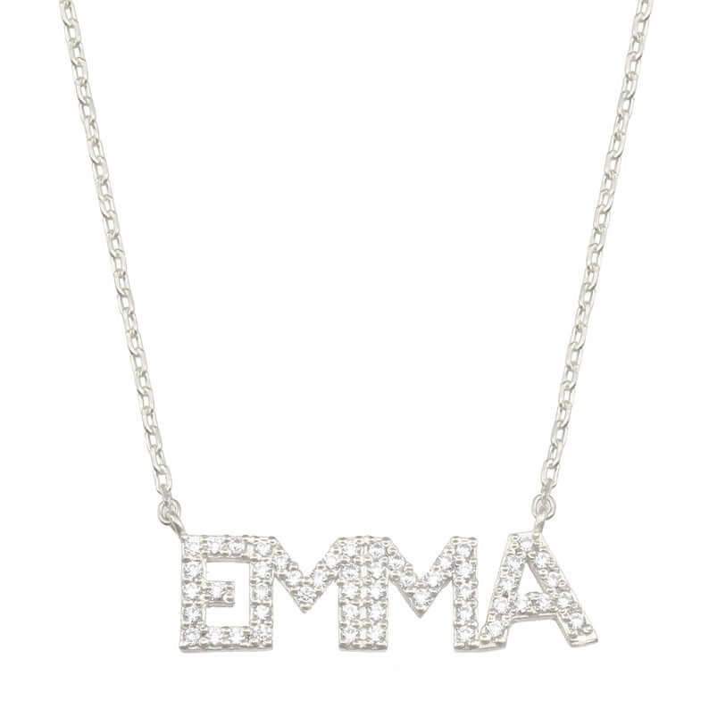 Capital Letter Full Inlaid Zircon Personalized Custom Gold Plated Name Necklace-silviax