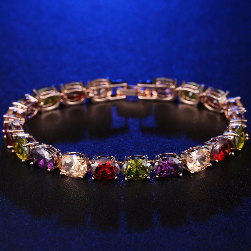 5mm Colorful Crystal Zircon Rose Gold Bracelet