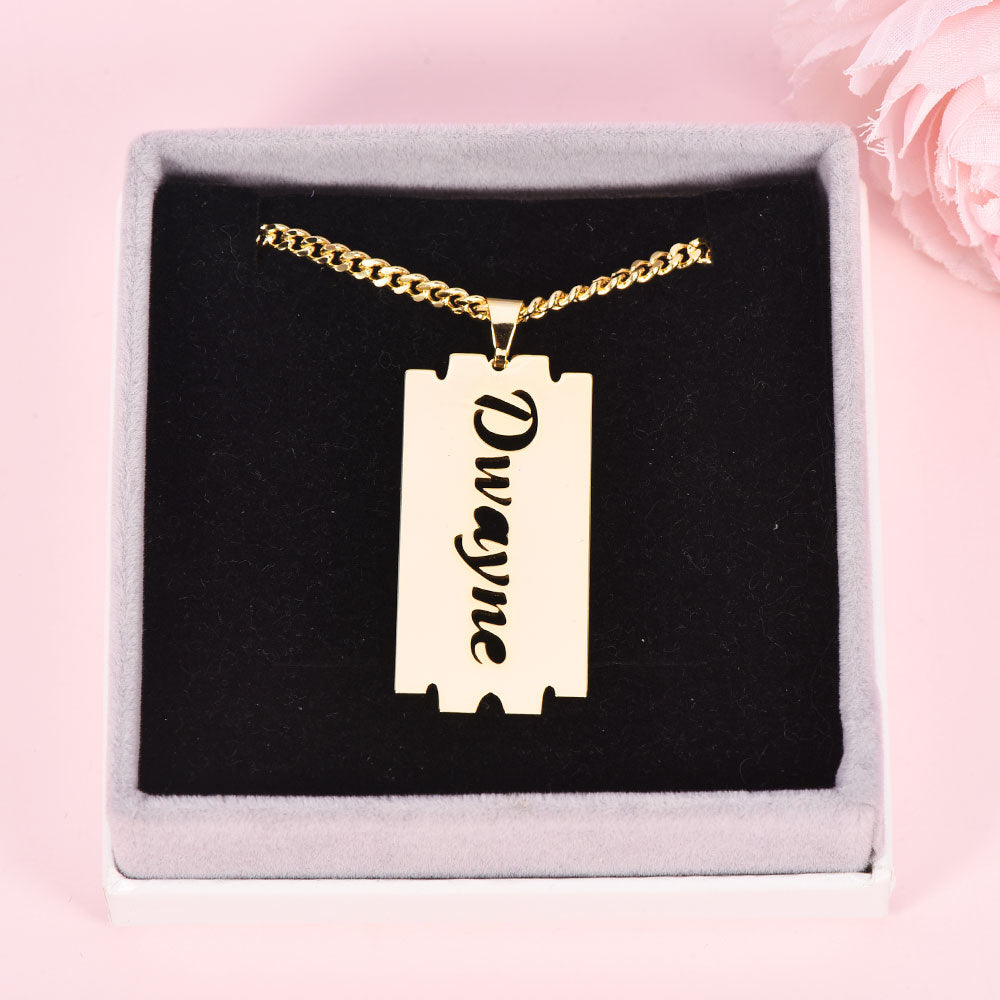 Blade Shape Personalized Cutout Bar Name Necklace-silviax