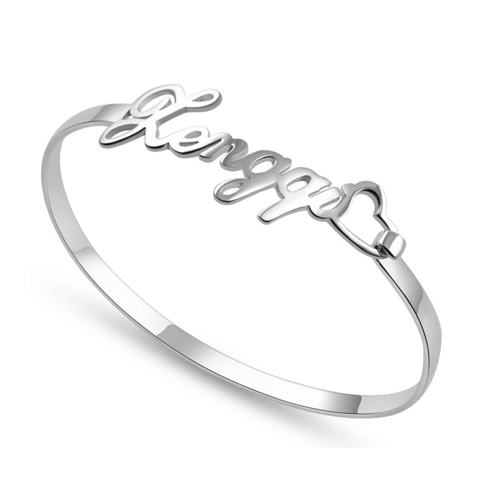 Personalized Name Bangle Bracelets with Love Heart-silviax